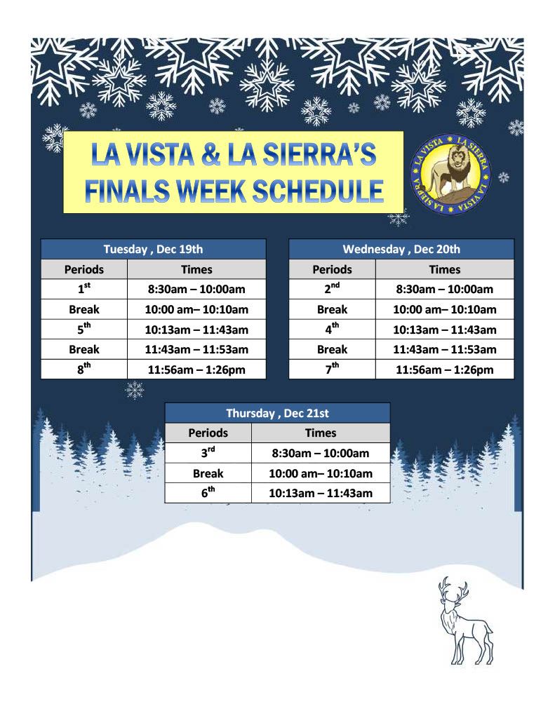 Finals schedule